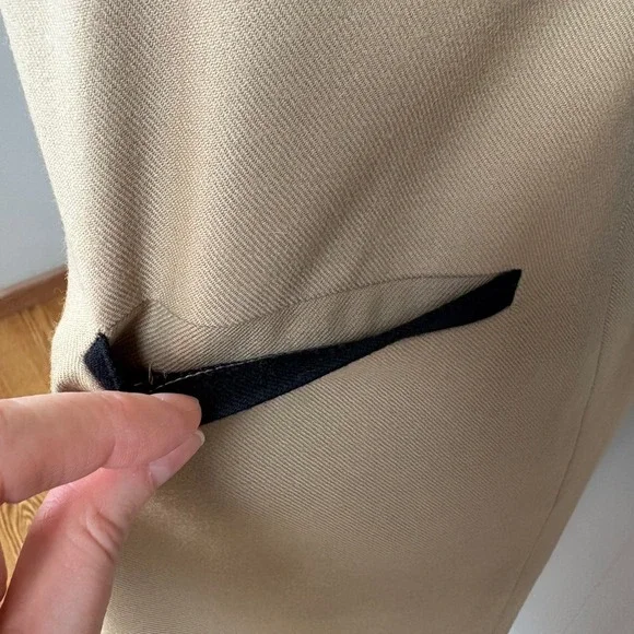 Boden Tan Wool Dress Black Tipped Size 6L Camel Striping Midi Classic Old Money - Picture 5 of 17